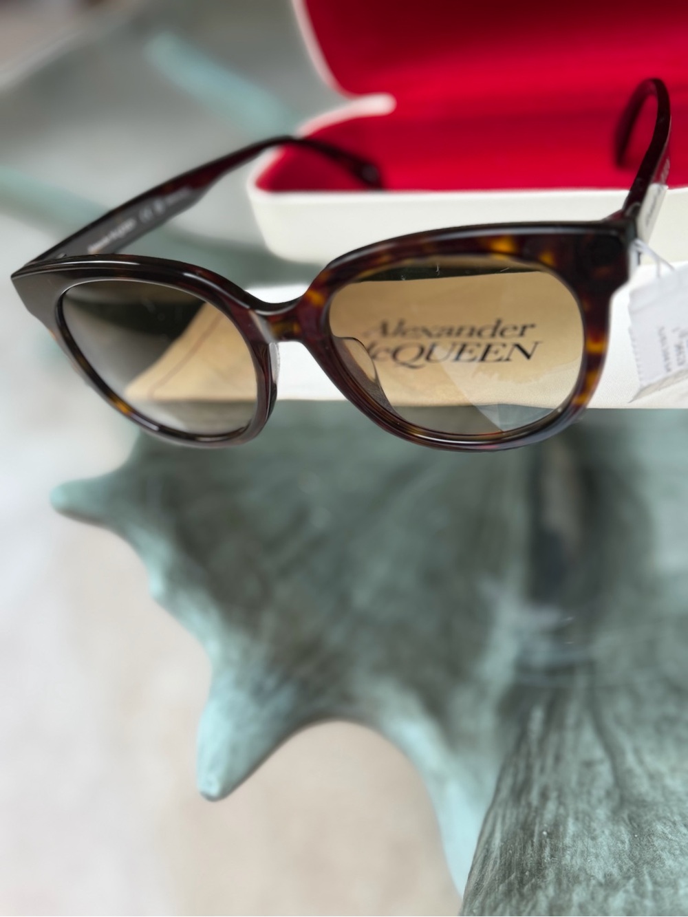 Alexander McQueen Women's Dark Brown Oversized Cat-Eye Sunglasses NWT
